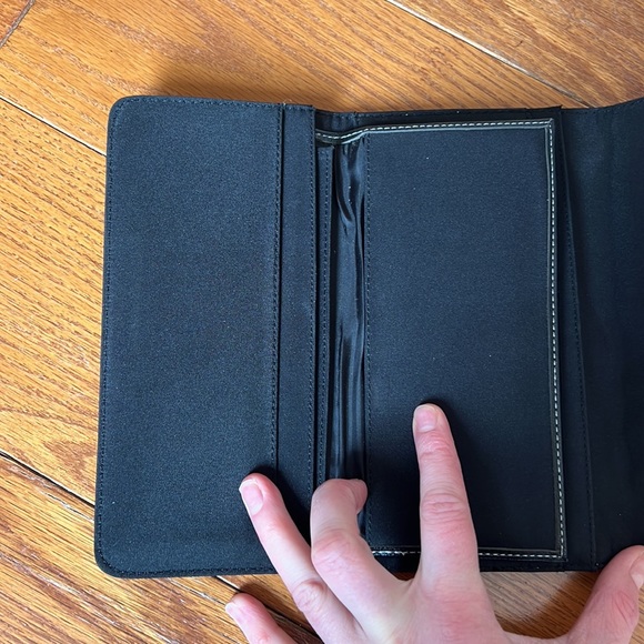 Black Leather Red Leather “K” Long Wallet / Check Book Holder - Picture 11 of 13